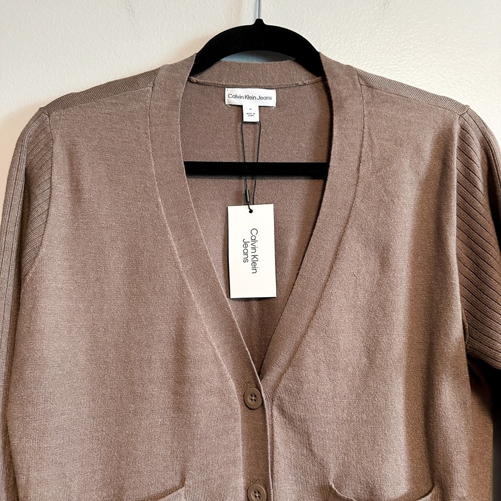 Calvin Klein Jeans Soft Button Front Pockets Classic Cardigan NWT Size M - Picture 5 of 11